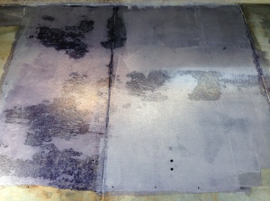 The test patch of one Corroseal application. Still wet, but the rust started to turn black just shortly after applying!